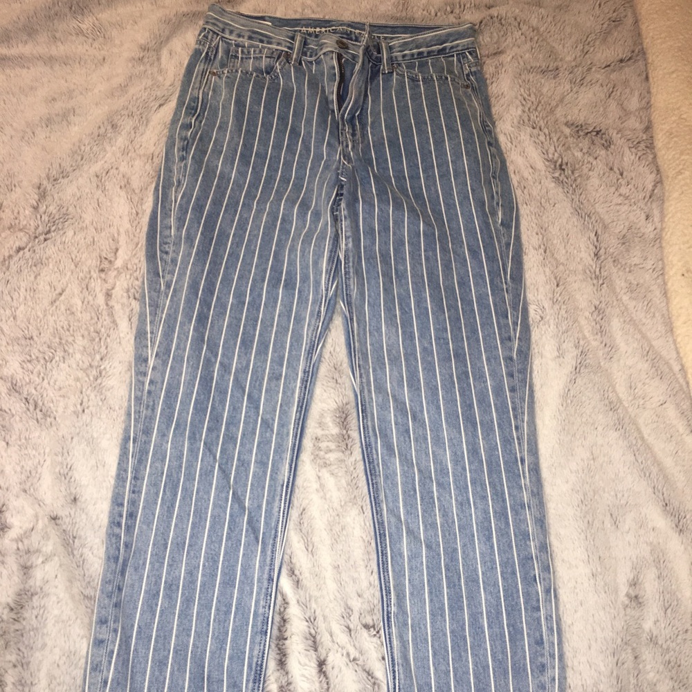 pinstripe mom jeans